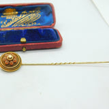 Victorian 18ct Yellow Gold & Coral Set Stick Pin Antique c1880 Etruscan Style