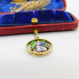 9ct Yellow Gold & Enamel Angel Form Drop Pendant Vintage 1960 Birmingham
