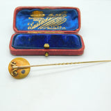 Victorian 18ct Yellow Gold & Coral Set Stick Pin Antique c1880 Etruscan Style