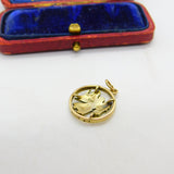 9ct Yellow Gold & Enamel Angel Form Drop Pendant Vintage 1960 Birmingham
