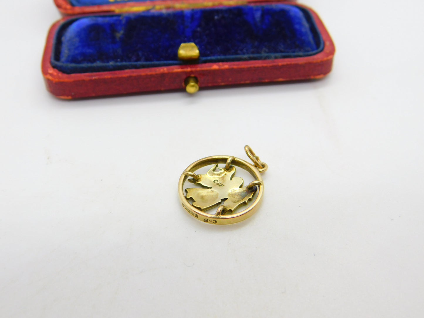 9ct Yellow Gold & Enamel Angel Form Drop Pendant Vintage 1960 Birmingham