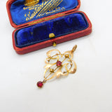 Edwardian 9ct Rose Gold Bohemian Garnet Set Lavalier Drop Pendant c1910 Antique