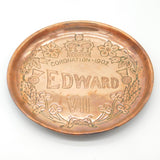 Arts & Crafts Copper King Edward VII Coronation Celebration Charger Antique 1902
