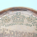 Arts & Crafts Copper King Edward VII Coronation Celebration Charger Antique 1902