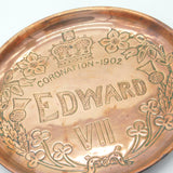 Arts & Crafts Copper King Edward VII Coronation Celebration Charger Antique 1902