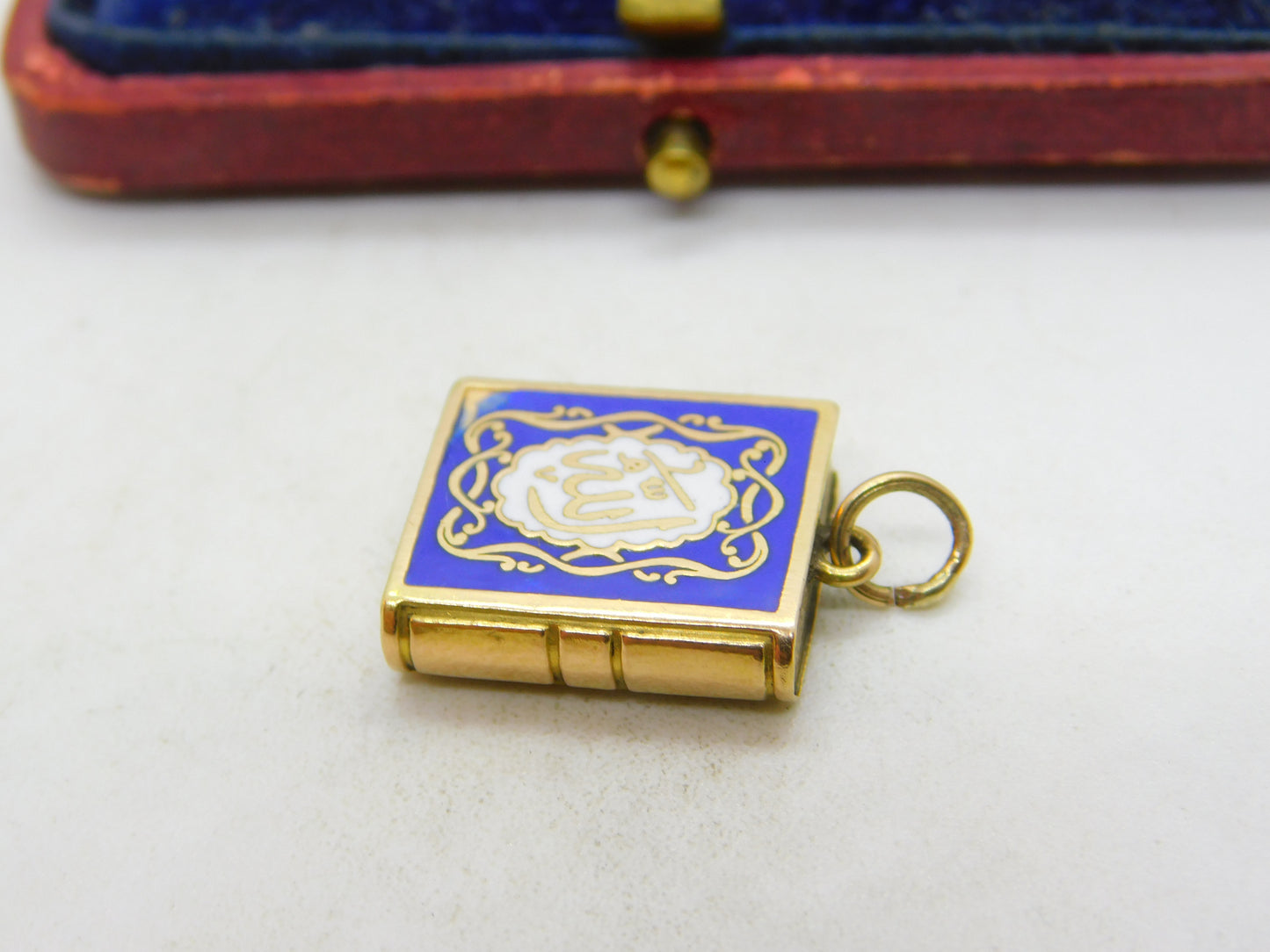 Arabic 18ct Yellow Gold Quran Style Locket Charm or Pendant Vintage c1970