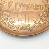 Arts & Crafts Copper King Edward VII Coronation Celebration Charger Antique 1902