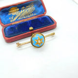 Victorian 18ct Gold, Turquoise Enamel & Seed Pearl Sweetheart Brooch Antique