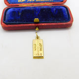 9ct Yellow Gold Ingot Bullion Bar Charm or Pendant 1980 London Vintage