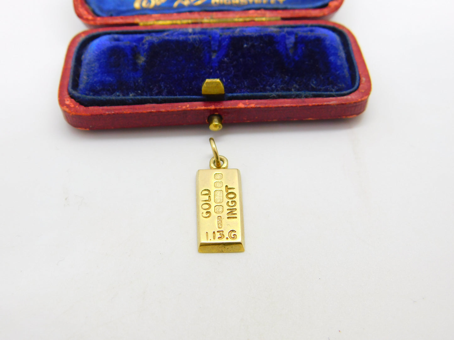 9ct Yellow Gold Ingot Bullion Bar Charm or Pendant 1980 London Vintage