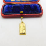 9ct Yellow Gold Ingot Bullion Bar Charm or Pendant 1980 London Vintage