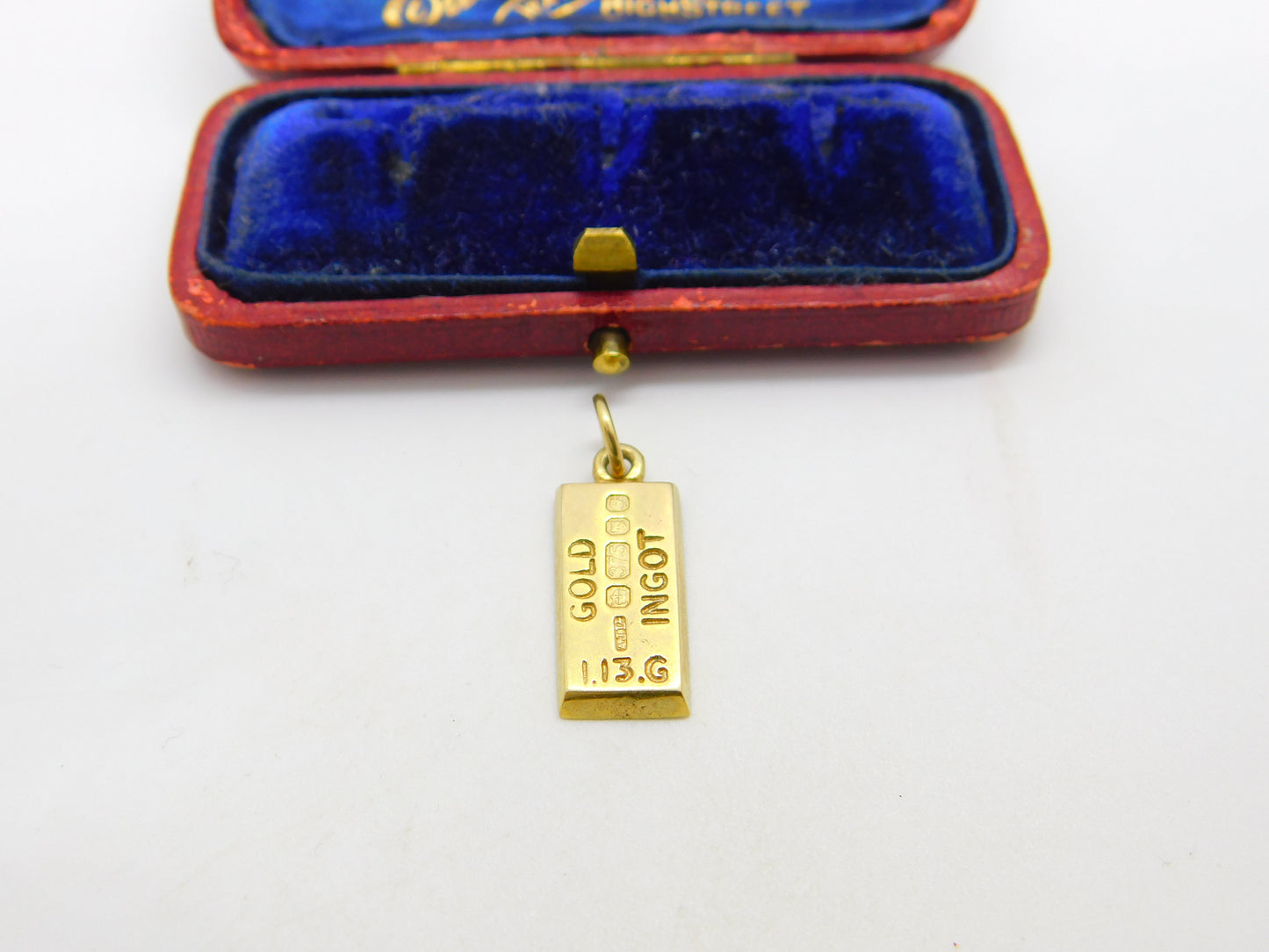 9ct Yellow Gold Ingot Bullion Bar Charm or Pendant 1980 London Vintage