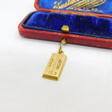 9ct Yellow Gold Ingot Bullion Bar Charm or Pendant 1980 London Vintage