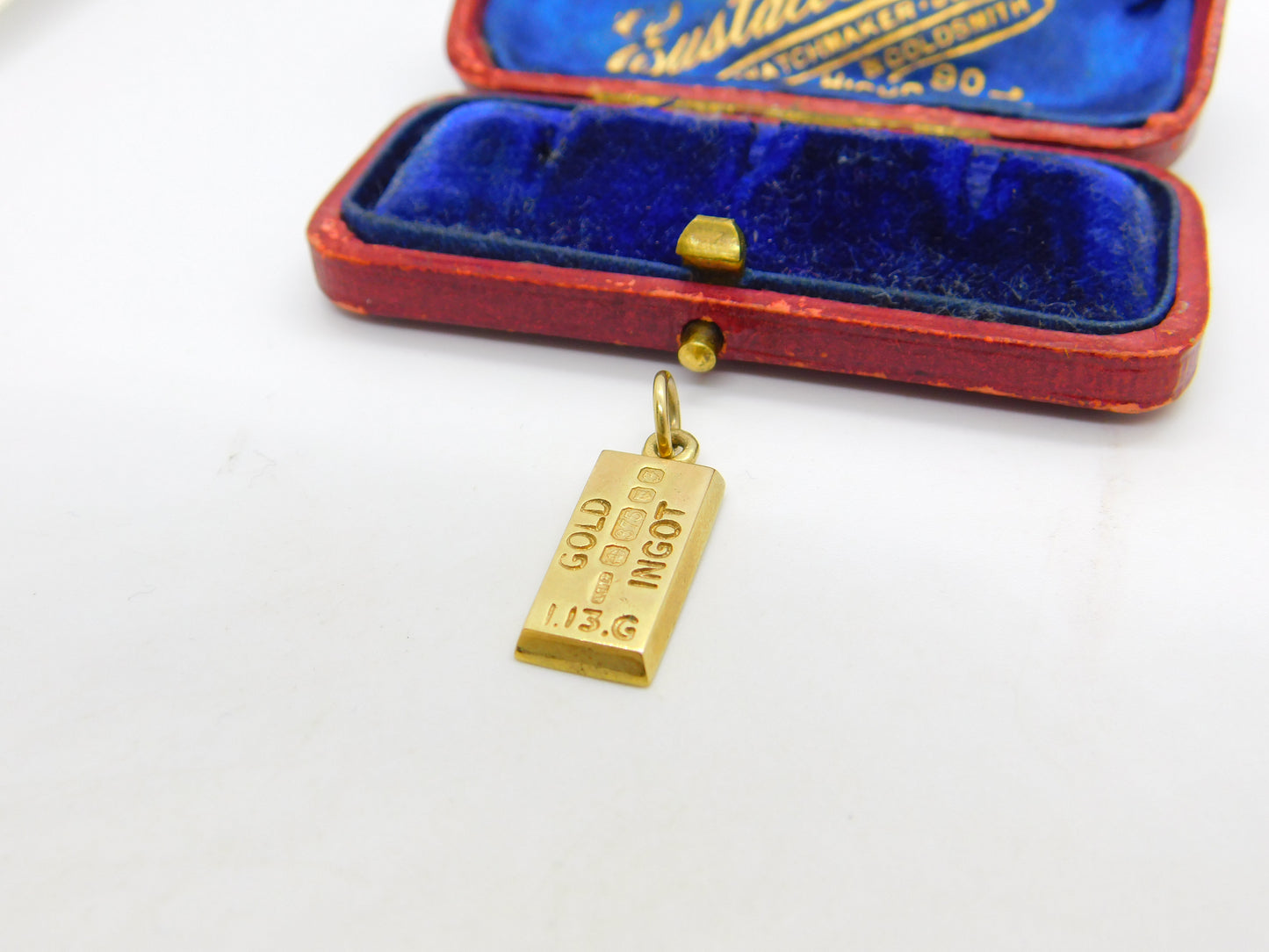 9ct Yellow Gold Ingot Bullion Bar Charm or Pendant 1980 London Vintage