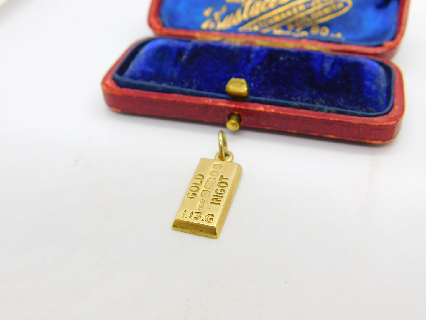 9ct Yellow Gold Ingot Bullion Bar Charm or Pendant 1980 London Vintage