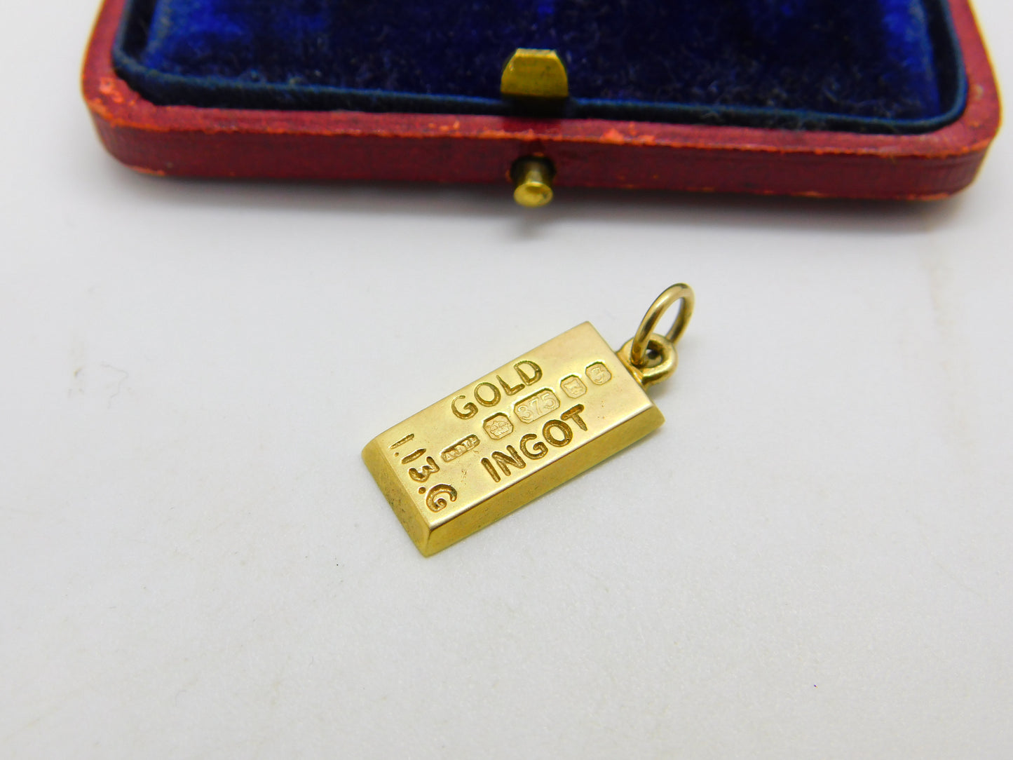 9ct Yellow Gold Ingot Bullion Bar Charm or Pendant 1980 London Vintage