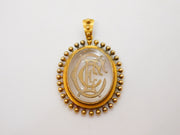 Victorian 15ct Gold Mounted Essex Crystal Monogram Drop Pendant Antique c1840