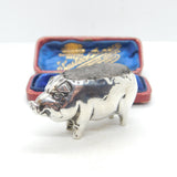 Edwardian Sterling Silver Pig Form Novelty Pin Cushion Antique 1905 Birmingham