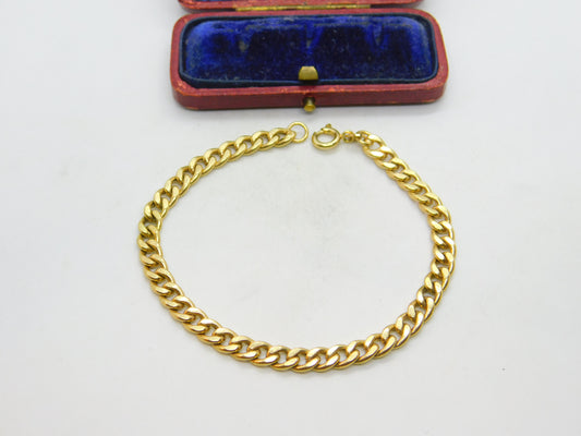 18ct Yellow Gold Curb Link Chain Bracelet Italian Vintage c1990 7.5" Length