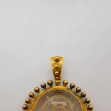 Victorian 15ct Gold Mounted Essex Crystal Monogram Drop Pendant Antique c1840
