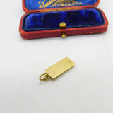 9ct Yellow Gold Ingot Bullion Bar Charm or Pendant 1980 London Vintage