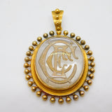 Victorian 15ct Gold Mounted Essex Crystal Monogram Drop Pendant Antique c1840