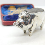 Edwardian Sterling Silver Pig Form Novelty Pin Cushion Antique 1905 Birmingham