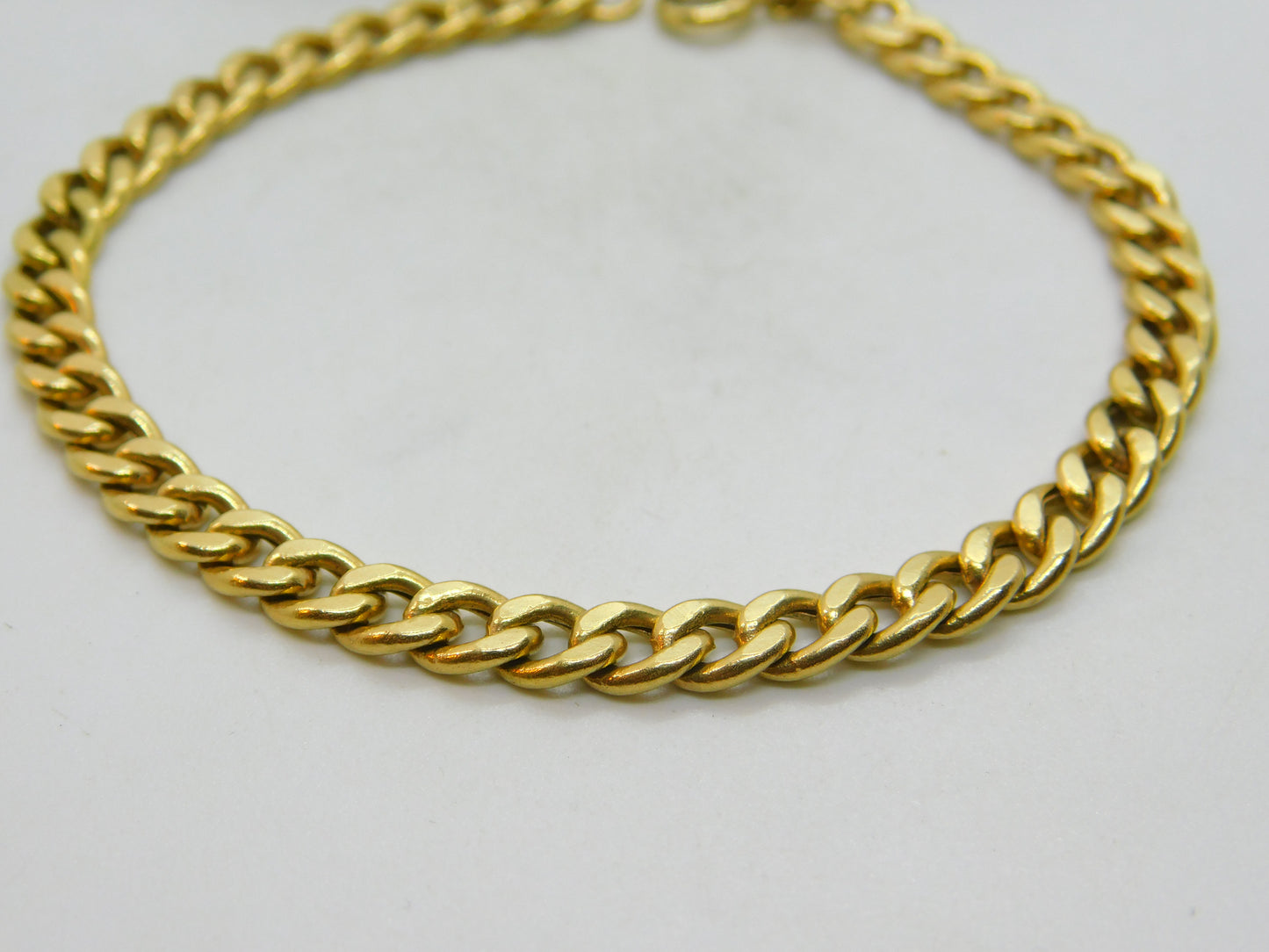 18ct Yellow Gold Curb Link Chain Bracelet Italian Vintage c1990 7.5" Length