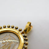 Victorian 15ct Gold Mounted Essex Crystal Monogram Drop Pendant Antique c1840