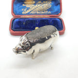 Edwardian Sterling Silver Pig Form Novelty Pin Cushion Antique 1905 Birmingham