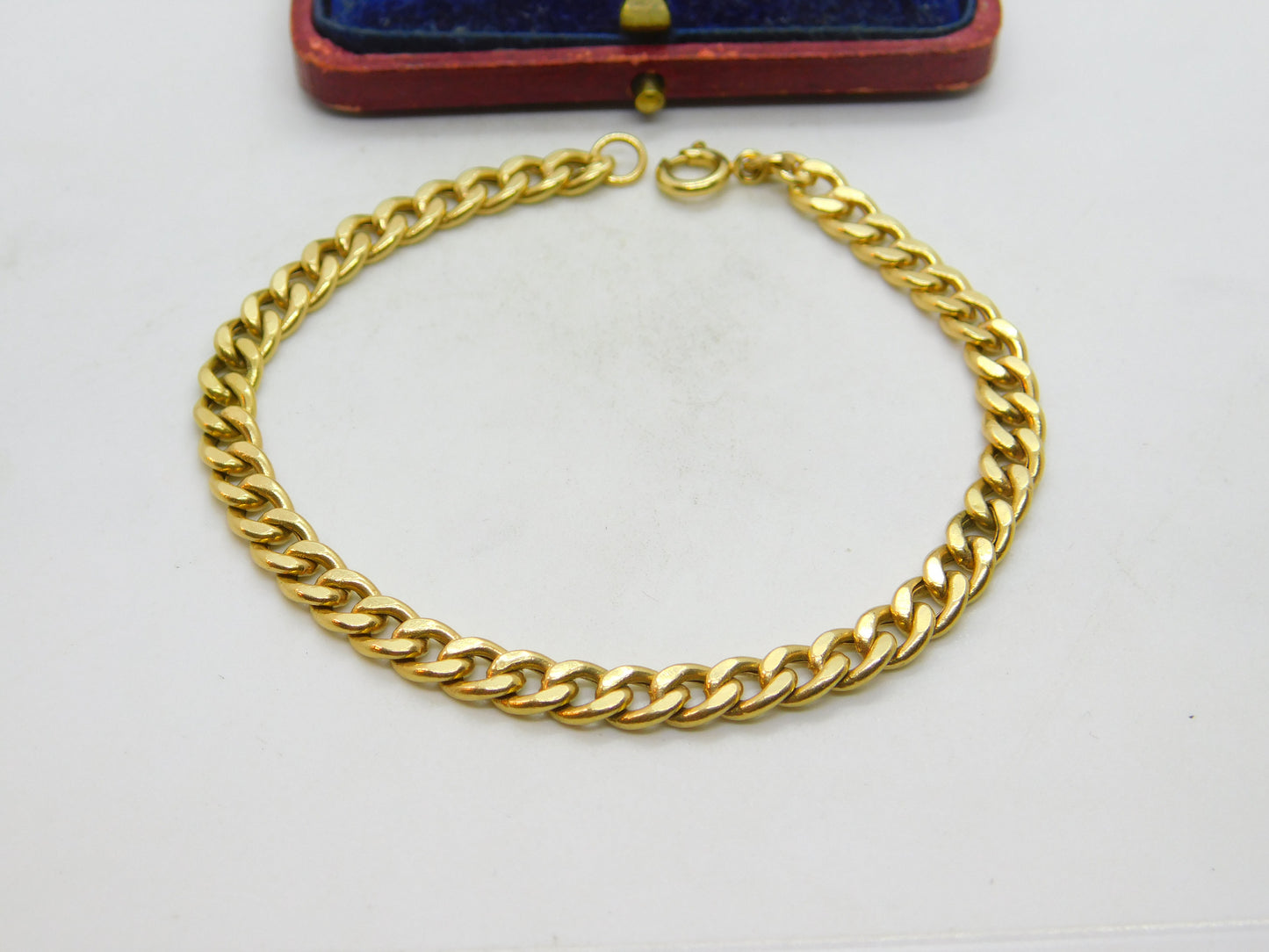 18ct Yellow Gold Curb Link Chain Bracelet Italian Vintage c1990 7.5" Length