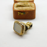 Victorian Sterling Silver & Sardonyx Gilt Fob Seal Pendant c1860 Antique