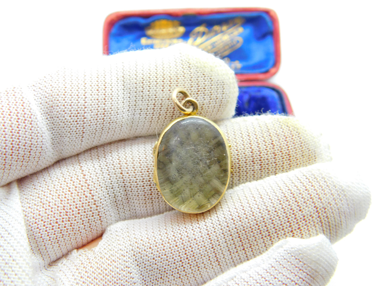 Georgian 15ct Gold & Rock Crystal Hair Plait Mourning Locket Pendant c1830