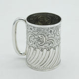 Victorian Sterling Silver Floral Pattern Christening Mug Antique 1897 Birmingham