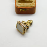 Victorian Sterling Silver & Sardonyx Gilt Fob Seal Pendant c1860 Antique