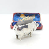 Edwardian Sterling Silver Pig Form Novelty Pin Cushion Antique 1905 Birmingham