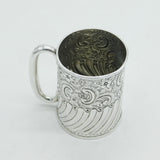 Victorian Sterling Silver Floral Pattern Christening Mug Antique 1897 Birmingham