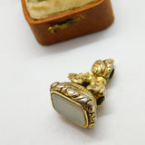Victorian Sterling Silver & Sardonyx Gilt Fob Seal Pendant c1860 Antique