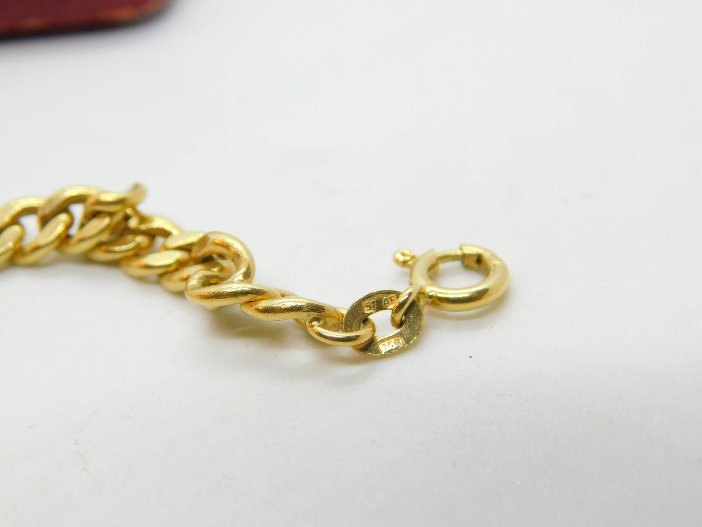 18ct Yellow Gold Curb Link Chain Bracelet Italian Vintage c1990 7.5" Length