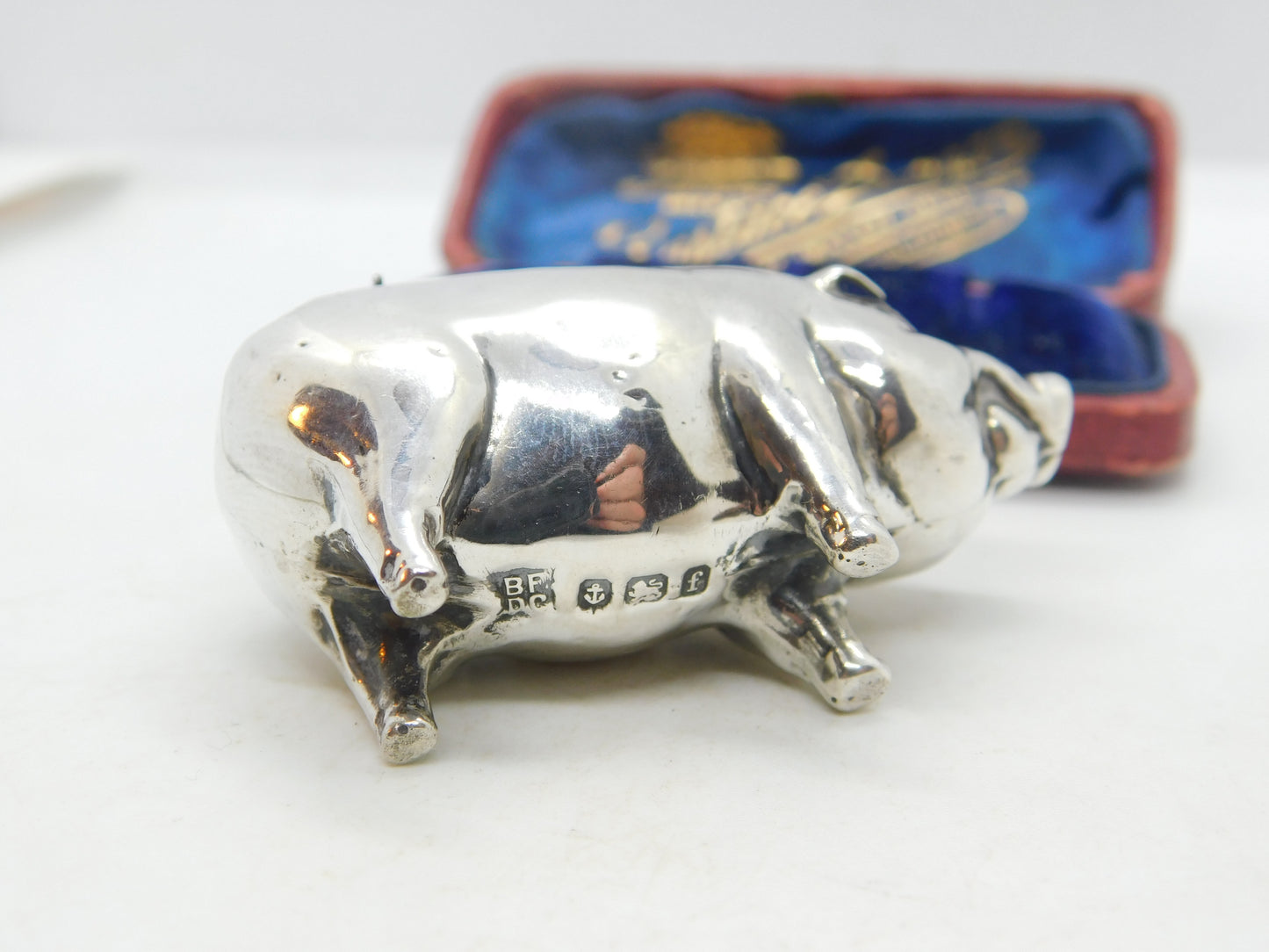 Edwardian Sterling Silver Pig Form Novelty Pin Cushion Antique 1905 Birmingham