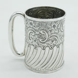 Victorian Sterling Silver Floral Pattern Christening Mug Antique 1897 Birmingham