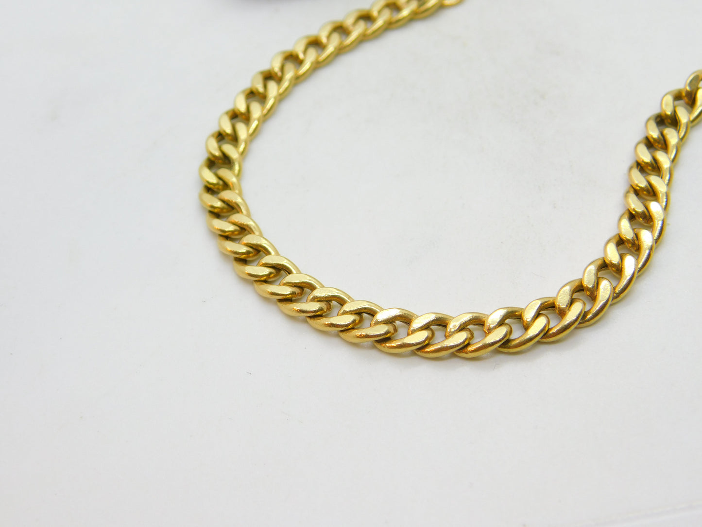 18ct Yellow Gold Curb Link Chain Bracelet Italian Vintage c1990 7.5" Length