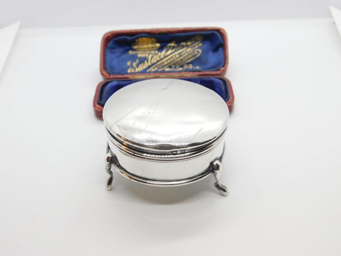 Sterling Silver Paw Foot Ring Box 1911 Birmingham Antique Art Deco