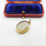 Georgian 15ct Gold & Rock Crystal Hair Plait Mourning Locket Pendant c1830