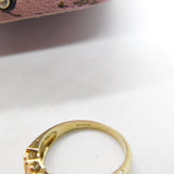 9ct Yellow Gold, Floral Pattern Diamond Set Band Ring Vintage c1980