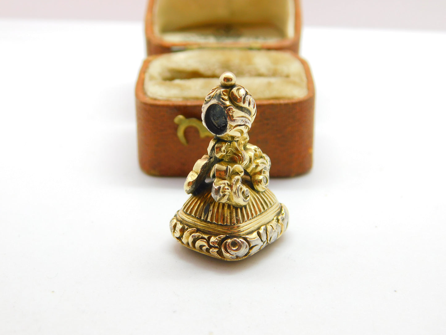 Victorian Sterling Silver & Sardonyx Gilt Fob Seal Pendant c1860 Antique