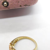 9ct Yellow Gold, Floral Pattern Diamond Set Band Ring Vintage c1980