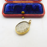 Georgian 15ct Gold & Rock Crystal Hair Plait Mourning Locket Pendant c1830