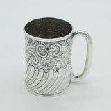 Victorian Sterling Silver Floral Pattern Christening Mug Antique 1897 Birmingham