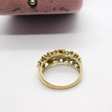 9ct Yellow Gold, Floral Pattern Diamond Set Band Ring Vintage c1980